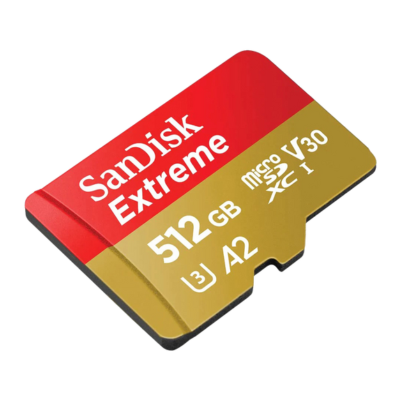 SanDisk Extreme 512GB Compatible with IZI Drones & IZI Cameras, microSDXC UHS-I, V30, 190MB/s Read, 130MB/s.
