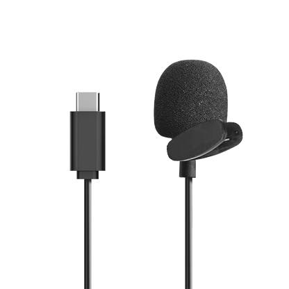 IZI Type-C HQ Microphone Exclusively for IZI Click 5K Action camera, Omnidirectional, Wind Noise Reduction, Convenient Clip, 1.5-Meter Cable - IZI