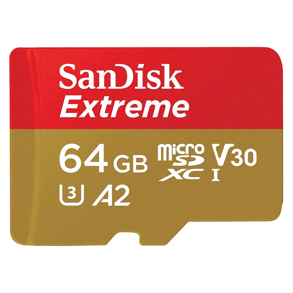 SanDisk Extreme 64GB Compatible with IZI Drones & IZI Cameras, microSDXC UHS-I, V30, 170MB/s Read, 80MB/s.