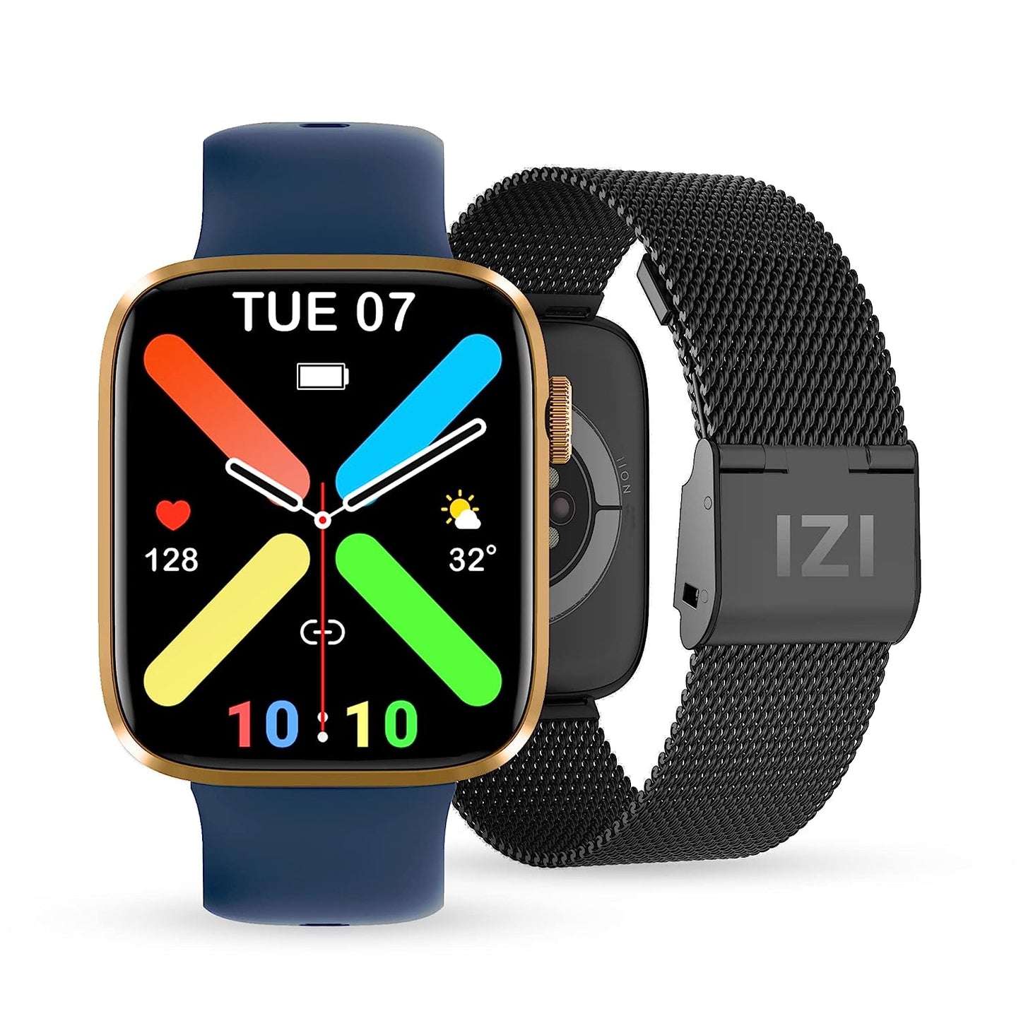 IZI Smart Pro 1.92" Retina Display Smart Watch for Men, Bluetooth Calling,550 NITS, AI Voice Assistant, Sports mode, Health Activity Tracker, 500+ Watch Faces, 5 Days Battery, 2 Premium Strap - IZI