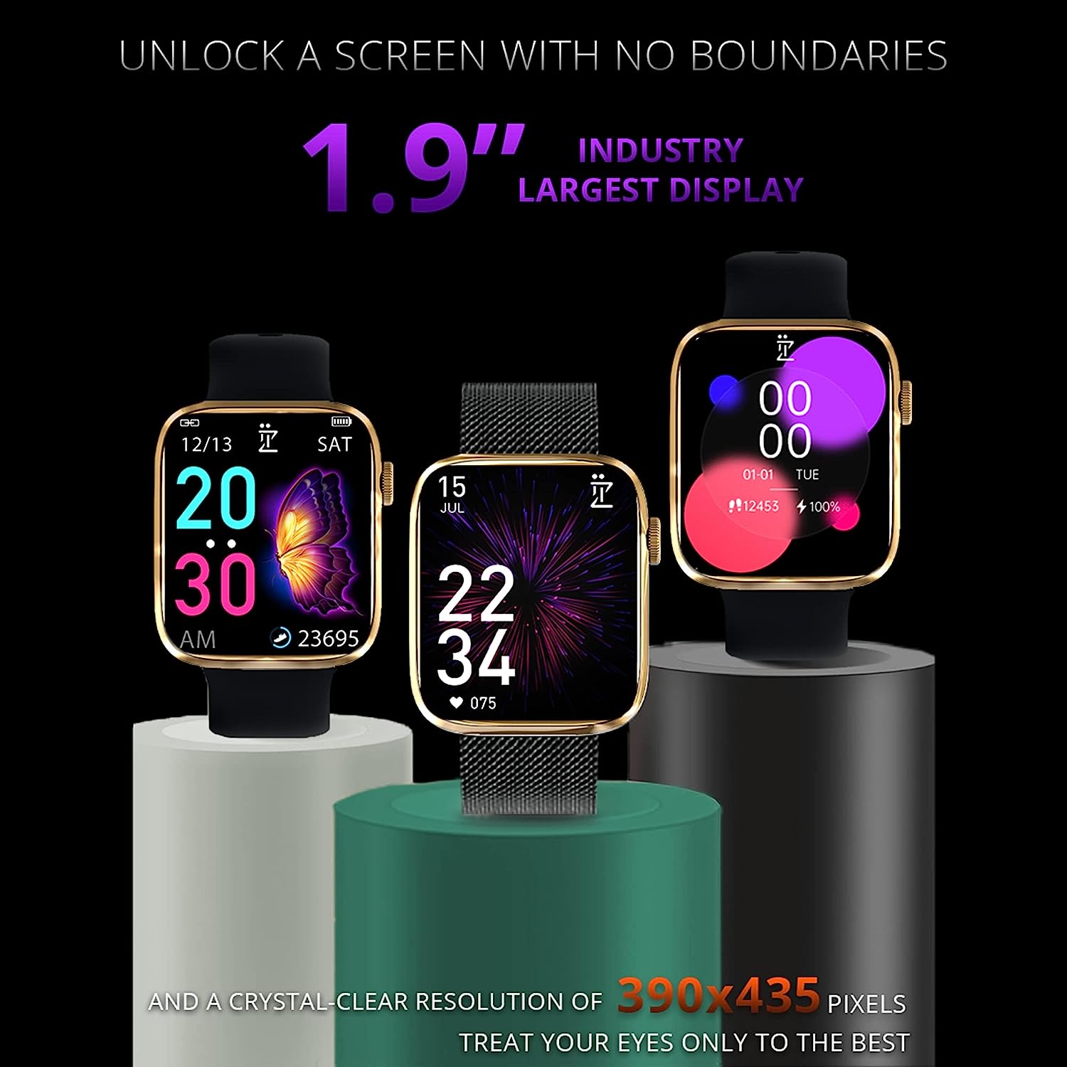 IZI Smart Pro 1.92"Retina Display Bluetooth Calling SmartWatch, Always on Display, AI Voice Assistant, Activity Tracker, ECG, SPO2, BP, 500+ WatchFaces, 5 Days Battery, 2 Premium Straps - IZI
