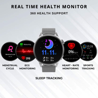 IZI Smart Plus Calling Fitness GPS Trajectory NFC Watch | Retina HD Frameless 4D Display | Health Suite & Sports Tracking | AI Voice Assistant | 200+ Watch Faces (Round + Grey Metal) - IZI