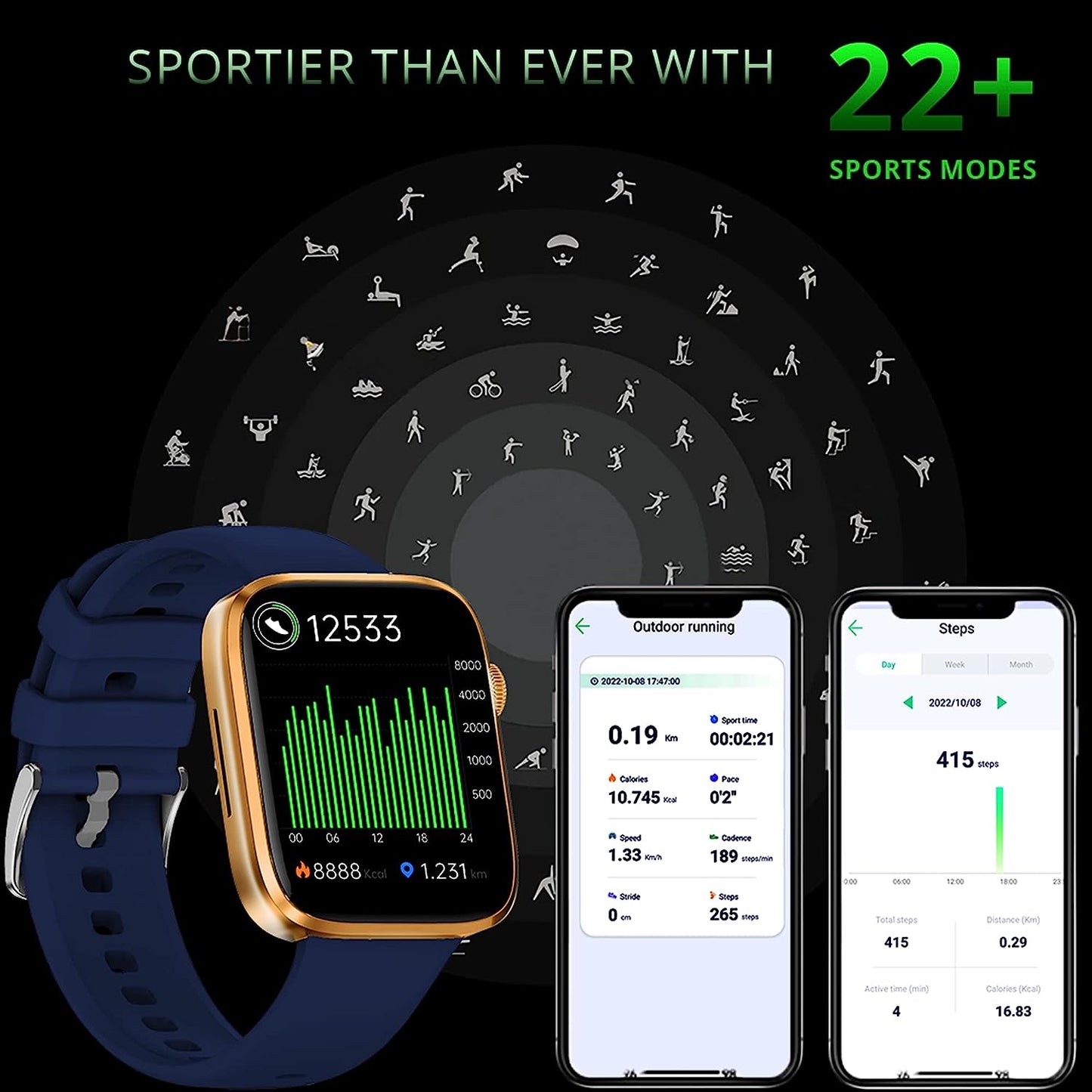 IZI Smart Pro 1.92" Retina Display Smart Watch for Men, Bluetooth Calling,550 NITS, AI Voice Assistant, Sports mode, Health Activity Tracker, 500+ Watch Faces, 5 Days Battery, 2 Premium Strap - IZI