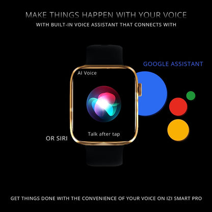 IZI Smart Pro 1.92"Retina Display Bluetooth Calling SmartWatch, Always on Display, AI Voice Assistant, Activity Tracker, ECG, SPO2, BP, 500+ WatchFaces, 5 Days Battery, 2 Premium Straps - IZI