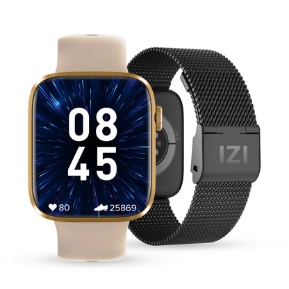 IZI Smart Pro 1.92" Smart Watch, Bluetooth Calling, AI Voice Assistant, Functional Crown, Multi Sports Mode, Activity Tracker, ECG, SPO2, BP, IP68, 500+ WatchFaces, 5 Days Battery, 2 Premium  - IZI