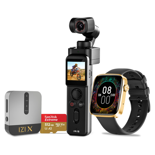 IRIS Pocket Gimbal Combo | Includes Wireless Mic + 512GB SD Card + Smart Pro – Creator’s Bundle