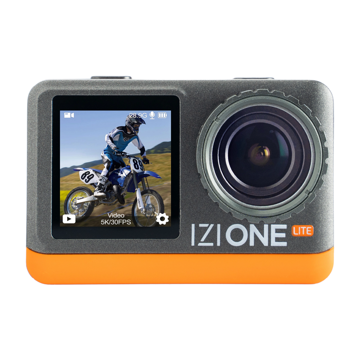 IZI One Lite 5K Action Camera 4K 60FPS 50MP Ultra HD Moto Vlogging Action Cam, Dual Screen, EIS Stabilization, 170° Wide Angle, 30M Waterproof,