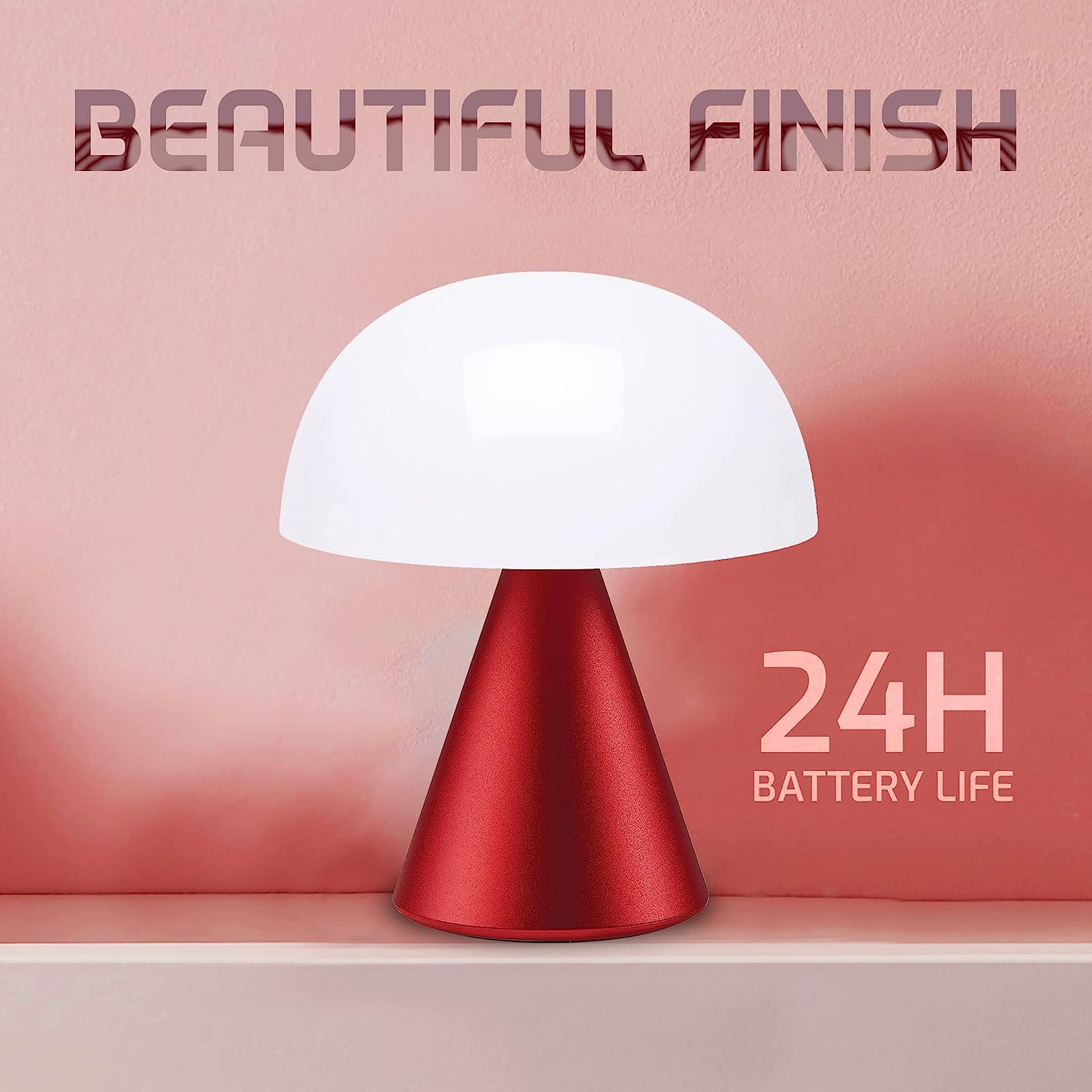 LEXON MINA LED Lamp: 24hr Battery, Water Resistant, Orange - IZI
