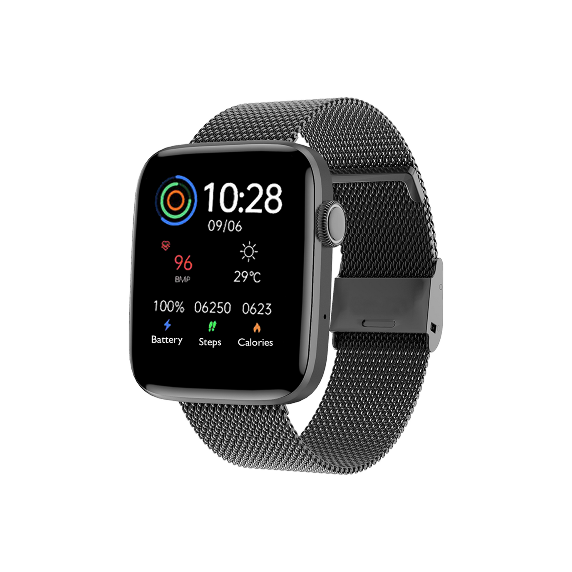 IZI Smart Calling Fitness Smartwatch | Ultra 3D Full Touch HD | Health Suite and Sports Tracking Mode | AI Voice Assistant | 200+ Watch Faces (Square + Grey Silicone) - IZI