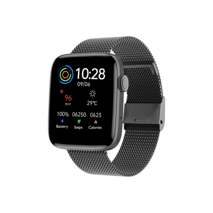 IZI Smart Calling Fitness Smartwatch | Ultra 3D Full Touch HD | Health Suite and Sports Tracking Mode | AI Voice Assistant | 200+ Watch Faces (Square + Grey Silicone) - IZI