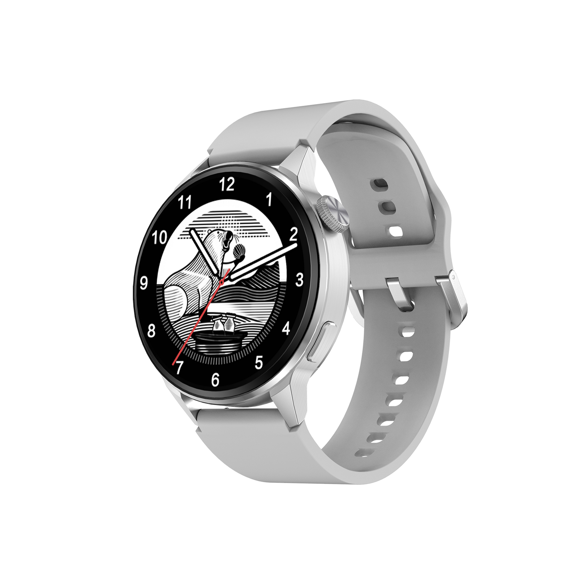 IZI Smart Plus Calling Fitness GPS Trajectory NFC Watch | Retina HD Frameless 4D Display | Health Suite & Sports Tracking | AI Voice Assistant | 200+ Watch Faces (Round + Grey Metal) - IZI
