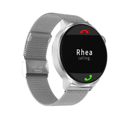 IZI Smart Plus Calling Fitness GPS Trajectory NFC Watch | Retina HD Frameless 4D Display | Health Suite & Sports Tracking | AI Voice Assistant | 200+ Watch Faces (Round + Grey Metal) - IZI