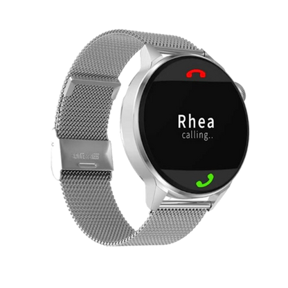 IZI Smart Plus Calling Fitness GPS Trajectory NFC Watch | Retina HD Frameless 4D Display | Health Suite & Sports Tracking | AI Voice Assistant | 200+ Watch Faces (Round + Grey Metal) - IZI