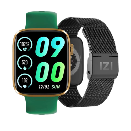 IZI Smart Pro 1.92" Smart Watch, Bluetooth Calling, AI Voice Assistant, Functional Crown, Multi Sports Mode, Activity Tracker, ECG, SPO2, BP, IP68, 500+ WatchFaces, 5 Days Battery, 2 Premium - IZI