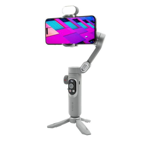 New IZI GO-X 3-Axis Smartphone Handheld Gimbal Stabilizer, OLED Display, LED Fill Light, Wireless Charge Pad, Android, iPhone, Vlog, Live Video, YouTube, Shot Guide, Smart AI Track, Support RGB Light