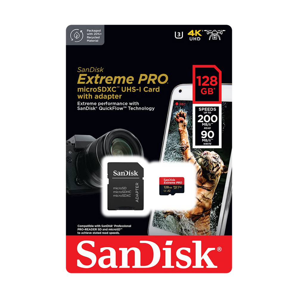 SanDisk Extreme Pro 128GB microSDXC - 200MB/s, V30, UHS-I - IZI