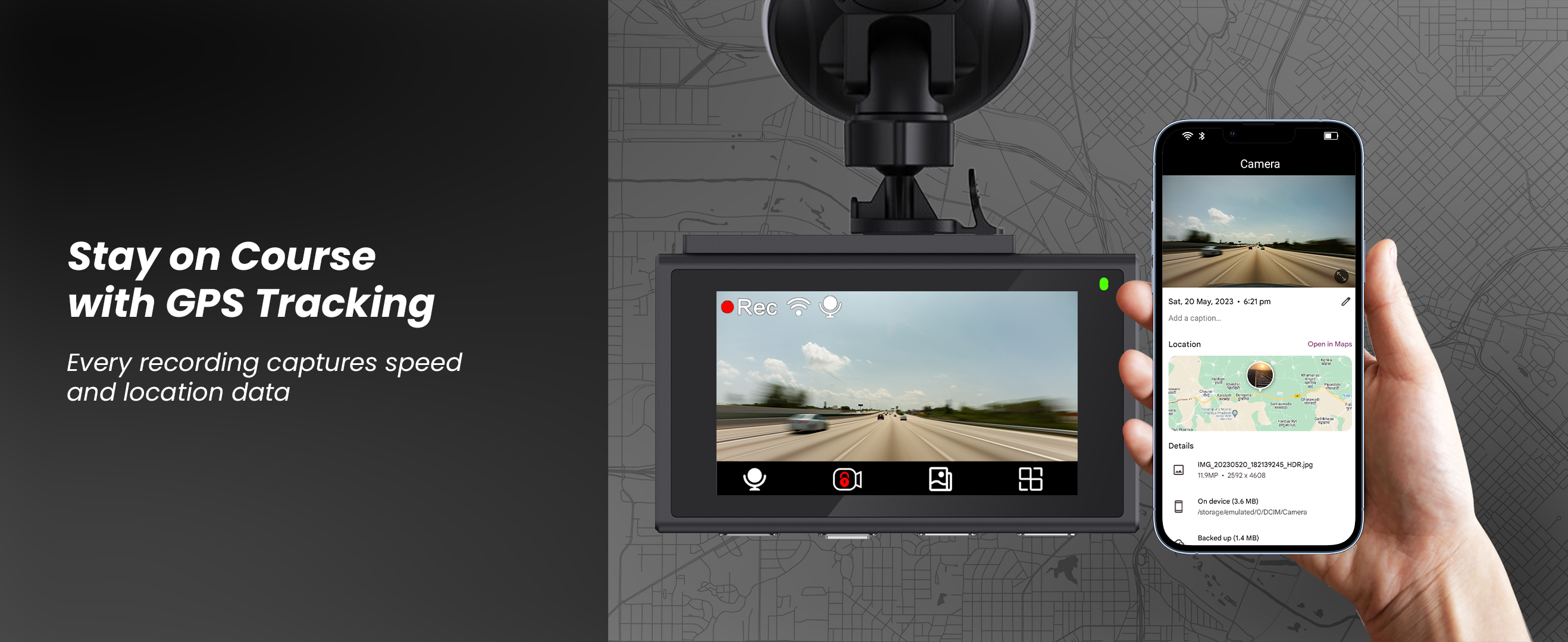 IZI Drive+ Car Dash Cam 4k Front & 1080P Rear, Made for Indian Roads izicart