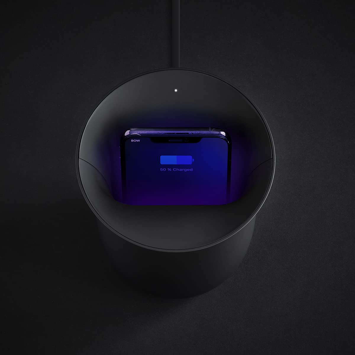 Lexon OBLIO | French-Designed QI Wireless Charger Station with Built-in UV Sanitizer | Qi Charging Technology | Automatic Sanitizing Cycle | Qi-Certified | Black | IZI - IZI