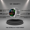 IZI Smart Plus Calling Fitness GPS Trajectory NFC Watch | Retina HD Frameless 4D Display | Health Suite & Sports Tracking | AI Voice Assistant | 200+ Watch Faces (Round + Grey Metal)