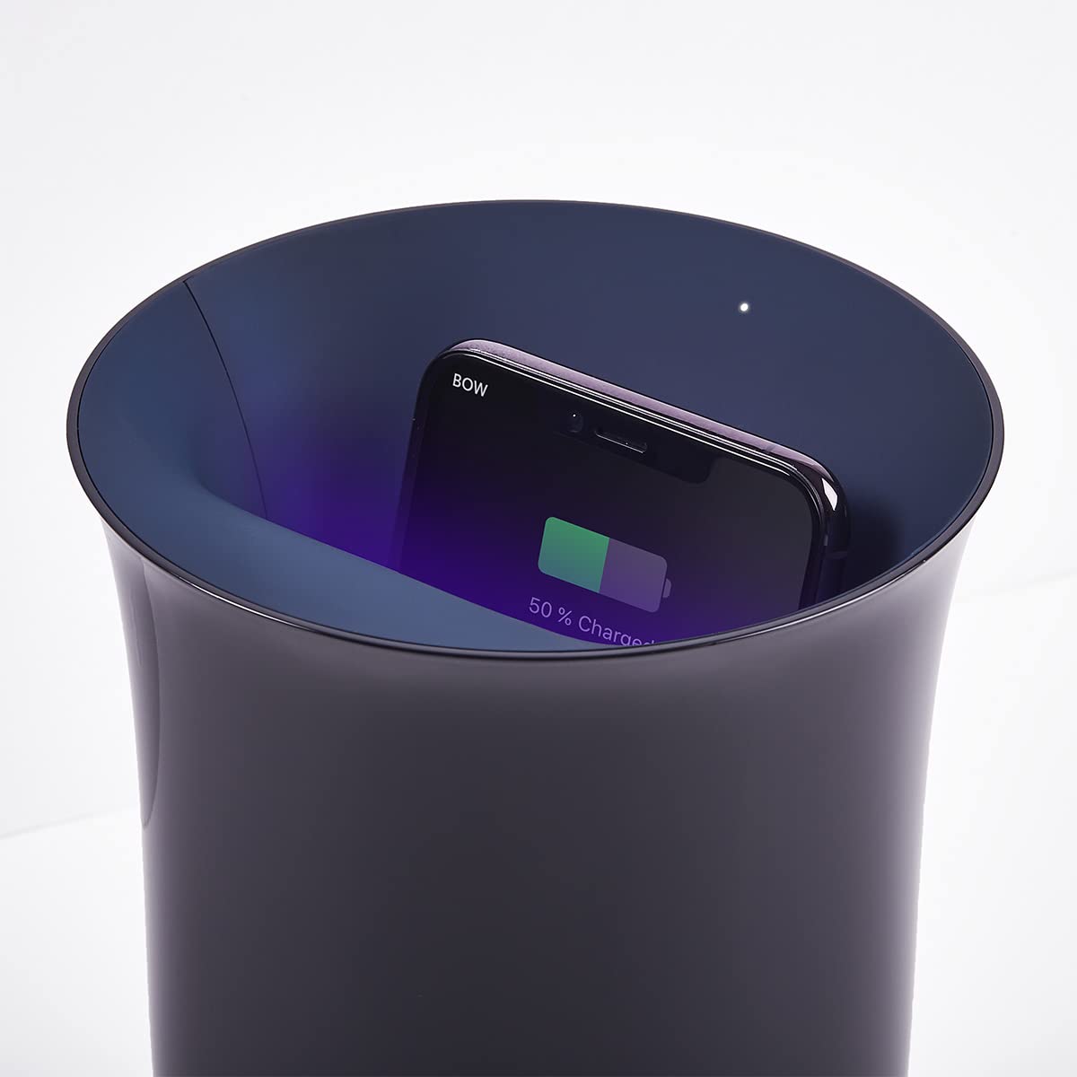 Lexon OBLIO | French-Designed QI Wireless Charger Station with Built-in UV Sanitizer | Qi Charging Technology | Automatic Sanitizing Cycle | Qi-Certified | Black | IZI - IZI