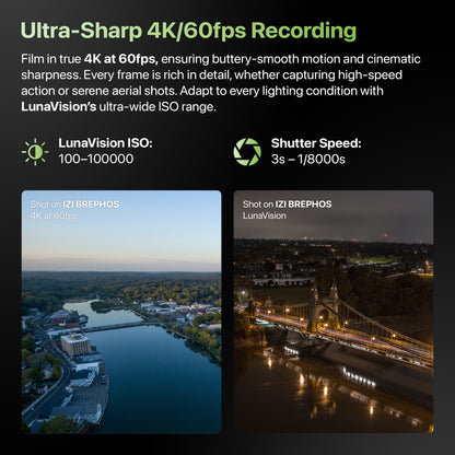 IZI Brephos Micro Drone – 4K60fps Professional Drone with 1” CMOS 48MP Camera, NightSight Ultra, 6X Zoom, Omni Obstacle Avoidance, 53min Flight, 24Km Range, HDR 2.0, 3-Axis Gimbal