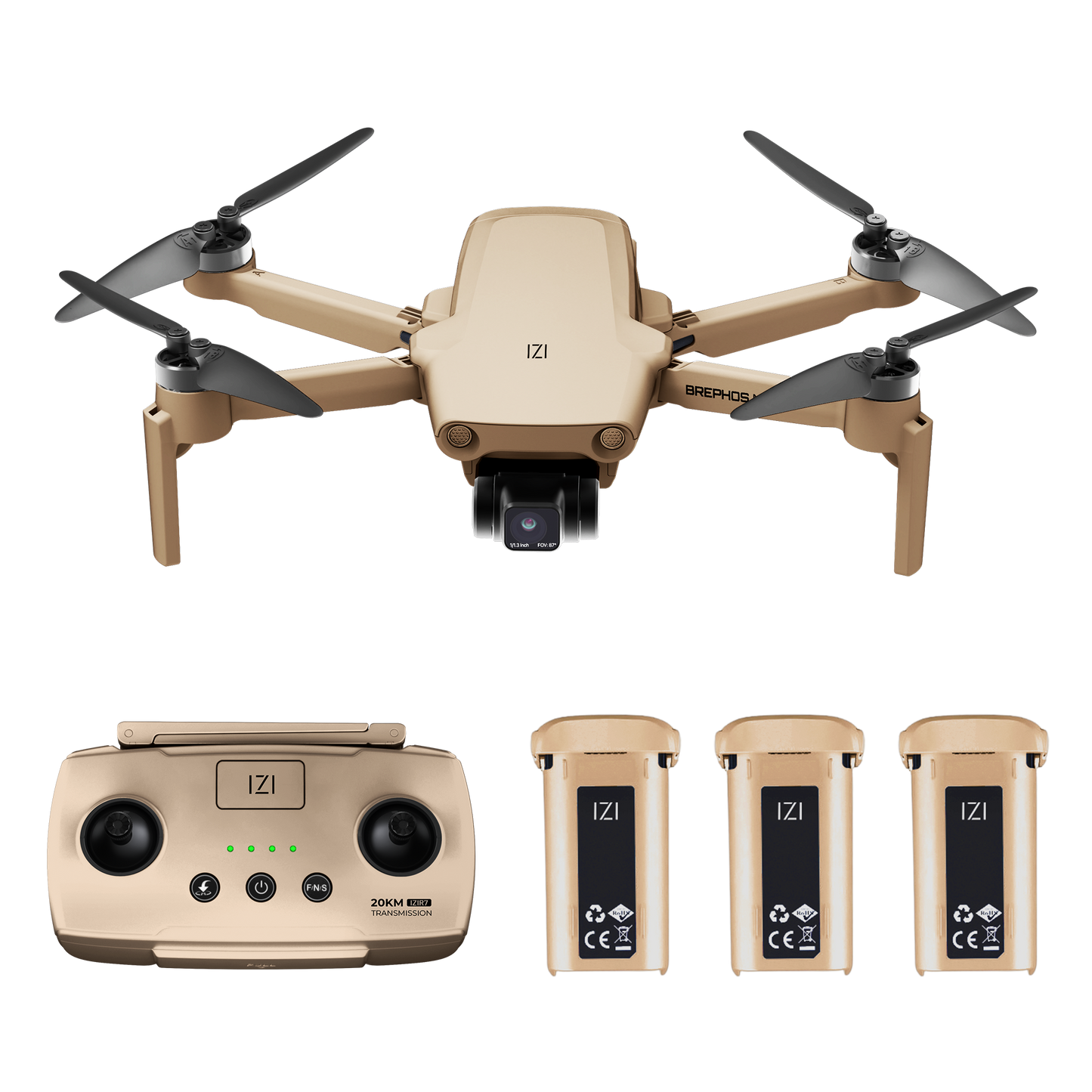 IZI Brephos Fly More Combo Mini Drone – Premium Drone with Camera 4K Professional, 48MP Imaging, Starlight Vision, 3-Axis Stabilizer, 3000mAh Long Flight, <249g Featherweight, 20km Range