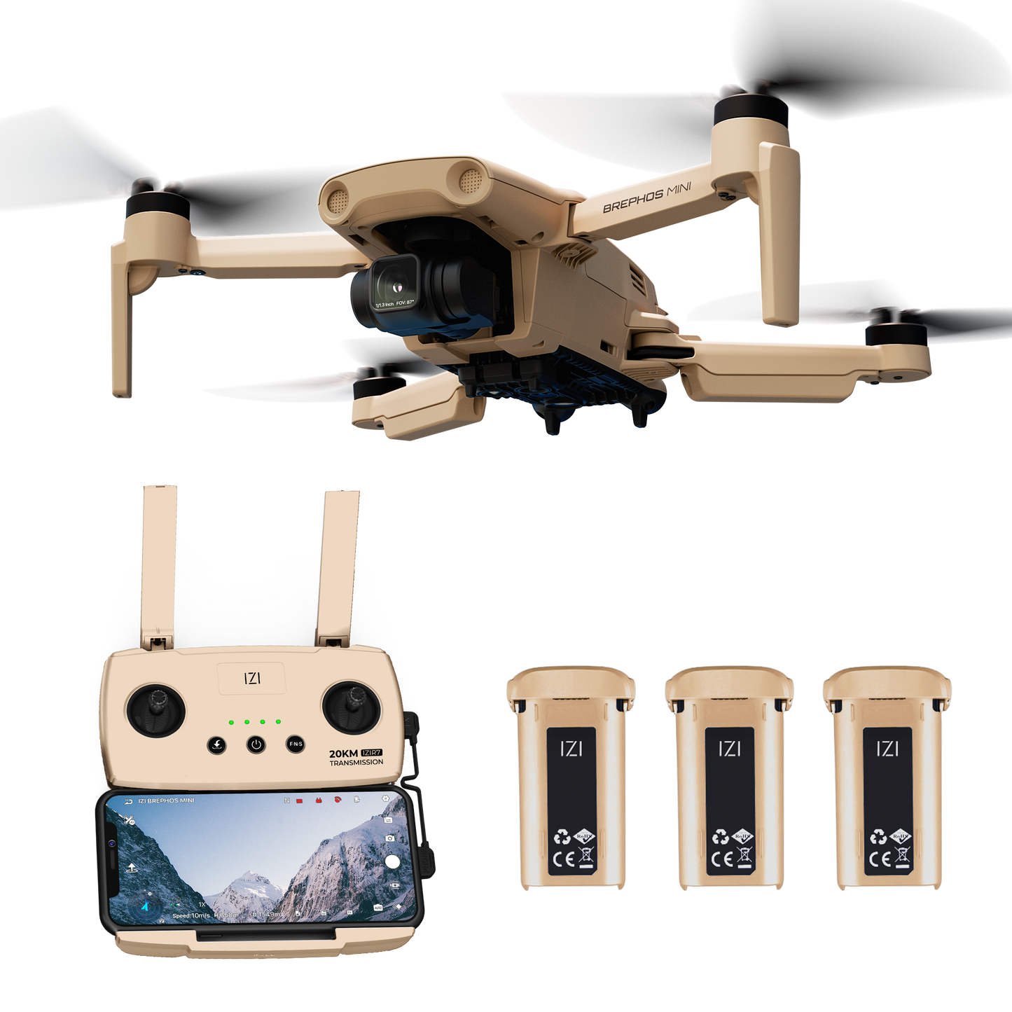 IZI Brephos Fly More Combo Mini Drone – Premium Drone with Camera 4K Professional, 48MP Imaging, Starlight Vision, 3-Axis Stabilizer, 3000mAh Long Flight, <249g Featherweight, 20km Range