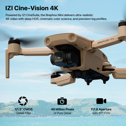 IZI Brephos Mini Drone With 4K Camera, 48MP Imaging, Starlight Vision, 3-Axis Stabilizer, 3000mAh Long Flight, <249g Featherweight, 20km Range