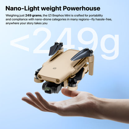 IZI Brephos Mini Drone With 4K Camera, 48MP Imaging, Starlight Vision, 3-Axis Stabilizer, 3000mAh Long Flight, <249g Featherweight, 20km Range