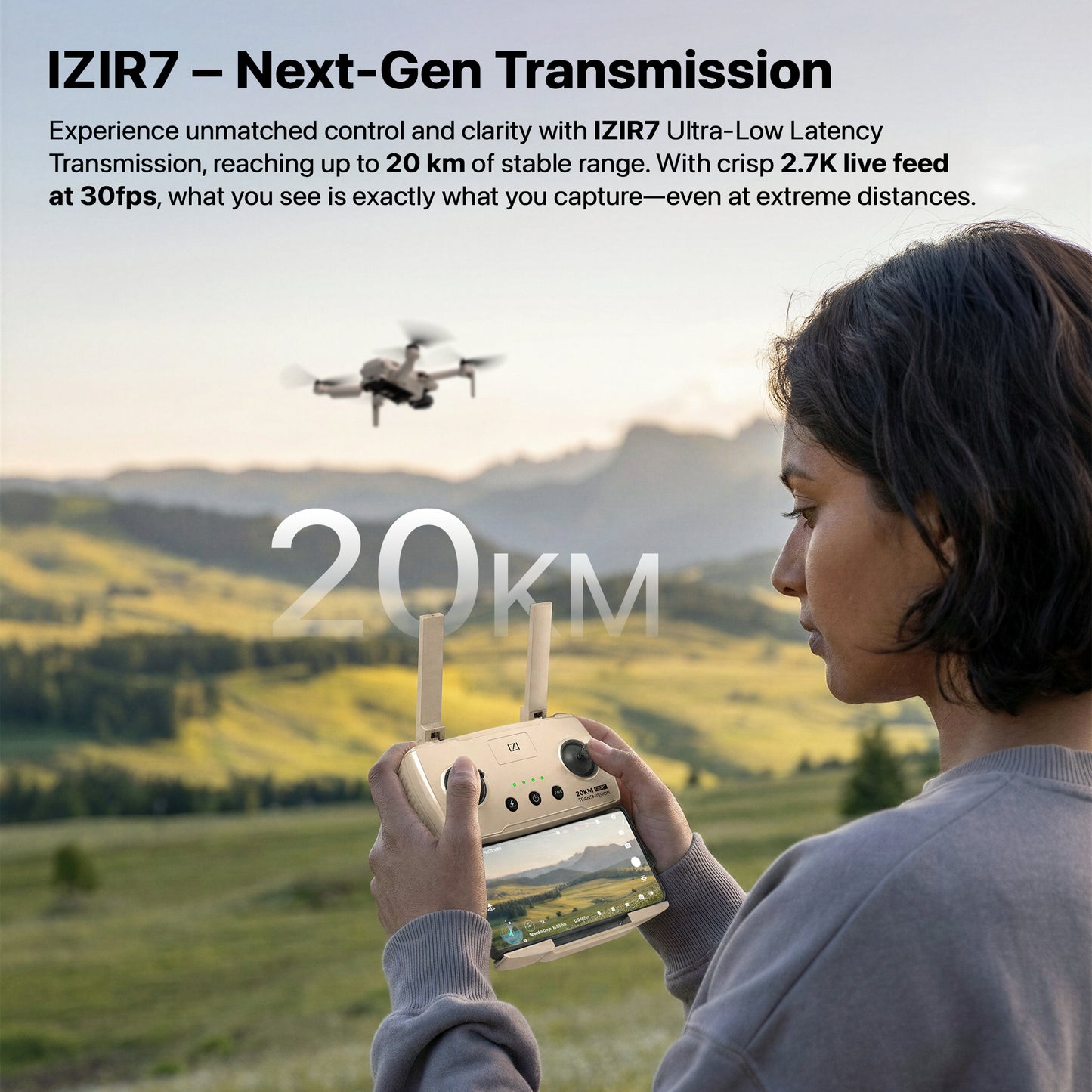 IZI Brephos Mini Drone With 4K Camera, 48MP Imaging, Starlight Vision, 3-Axis Stabilizer, 3000mAh Long Flight, <249g Featherweight, 20km Range