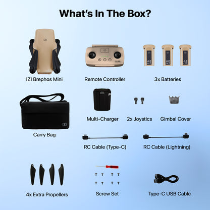 IZI Brephos Fly More Combo Mini Drone – Premium Drone with Camera 4K Professional, 48MP Imaging, Starlight Vision, 3-Axis Stabilizer, 3000mAh Long Flight, <249g Featherweight, 20km Range