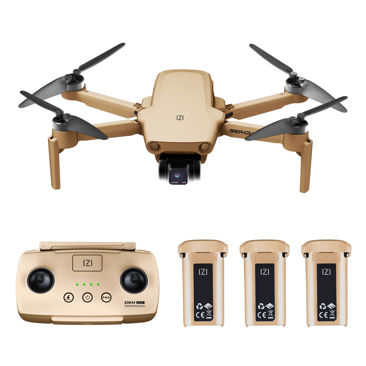 IZI Brephos Fly More Combo Mini Drone – Premium Drone with Camera 4K Professional, 48MP Imaging, Starlight Vision, 3-Axis Stabilizer, 3000mAh Long Flight, <249g Featherweight, 20km Range