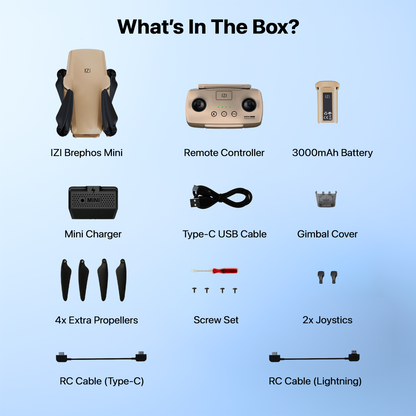 IZI Brephos Mini Drone With 4K Camera, 48MP Imaging, Starlight Vision, 3-Axis Stabilizer, 3000mAh Long Flight, <249g Featherweight, 20km Range