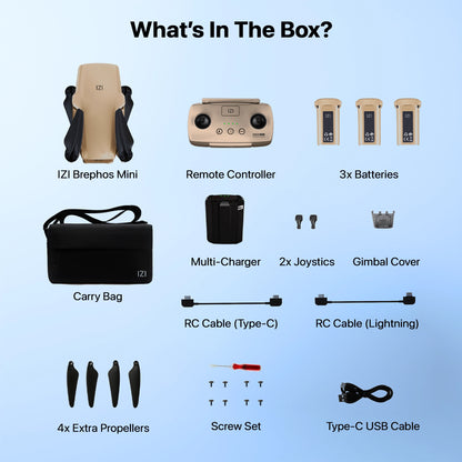 IZI Brephos Fly More Combo Mini Drone – Premium Drone with Camera 4K Professional, 48MP Imaging, Starlight Vision, 3-Axis Stabilizer, 3000mAh Long Flight, <249g Featherweight, 20km Range