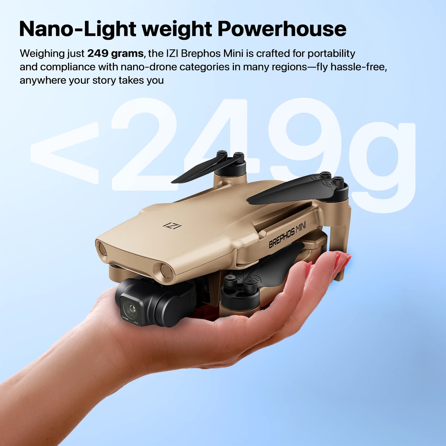 IZI Brephos Mini Drone With 4K Camera, 48MP Imaging, Starlight Vision, 3-Axis Stabilizer, 3000mAh Long Flight, <249g Featherweight, 20km Range