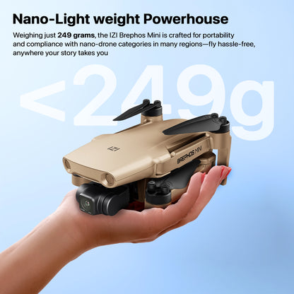 IZI Brephos Mini Drone With 4K Camera, 48MP Imaging, Starlight Vision, 3-Axis Stabilizer, 3000mAh Long Flight, <249g Featherweight, 20km Range