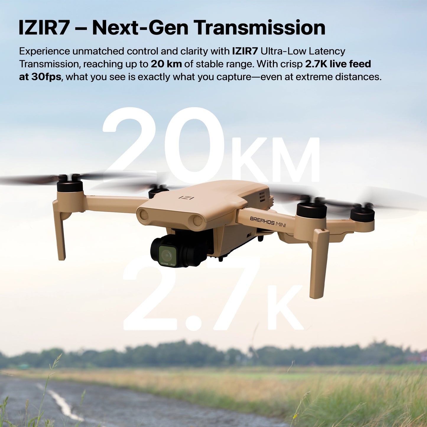 IZI Brephos Mini Drone With 4K Camera, 48MP Imaging, Starlight Vision, 3-Axis Stabilizer, 3000mAh Long Flight, <249g Featherweight, 20km Range