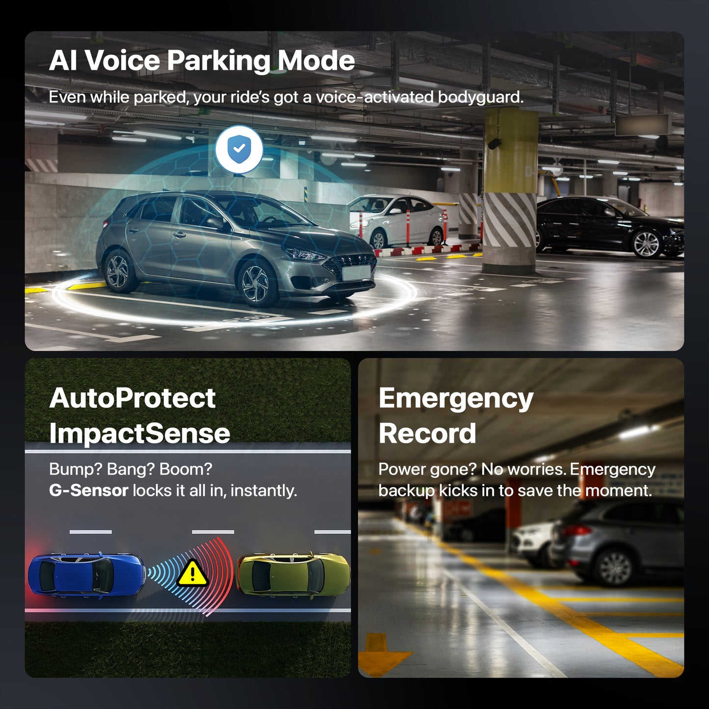 IZI Drive360 Car Dashcam | 360° SpinVision Lens | AI Voice Control | NightSafe HD | 170° Wide Lens | Parking Guard | Impact Detection | 128GB Support | Type-C