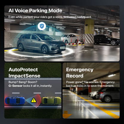 IZI Drive360 Car Dashcam | 360° SpinVision Lens | AI Voice Control | NightSafe HD | 170° Wide Lens | Parking Guard | Impact Detection | 128GB Support | Type-C