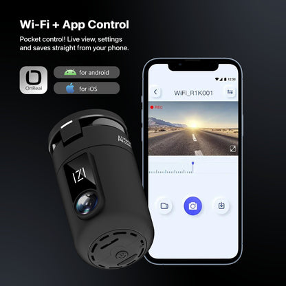 IZI Drive360 Car Dashcam | 360° SpinVision Lens | AI Voice Control | NightSafe HD | 170° Wide Lens | Parking Guard | Impact Detection | 128GB Support | Type-C