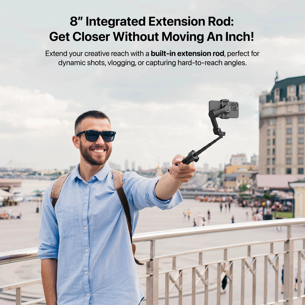 IZI GO-X PRO Foldable 3-Axis Smartphone Gimbal with Extendable Telescopic Rod, Pro Modes, AI Face Tracking & 10H Battery Life