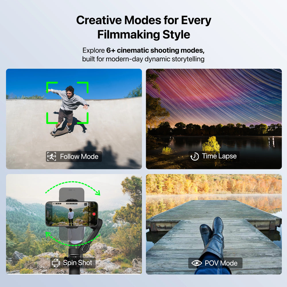 IZI GO-X PRO Foldable 3-Axis Smartphone Gimbal with Extendable Telescopic Rod, Pro Modes, AI Face Tracking & 10H Battery Life