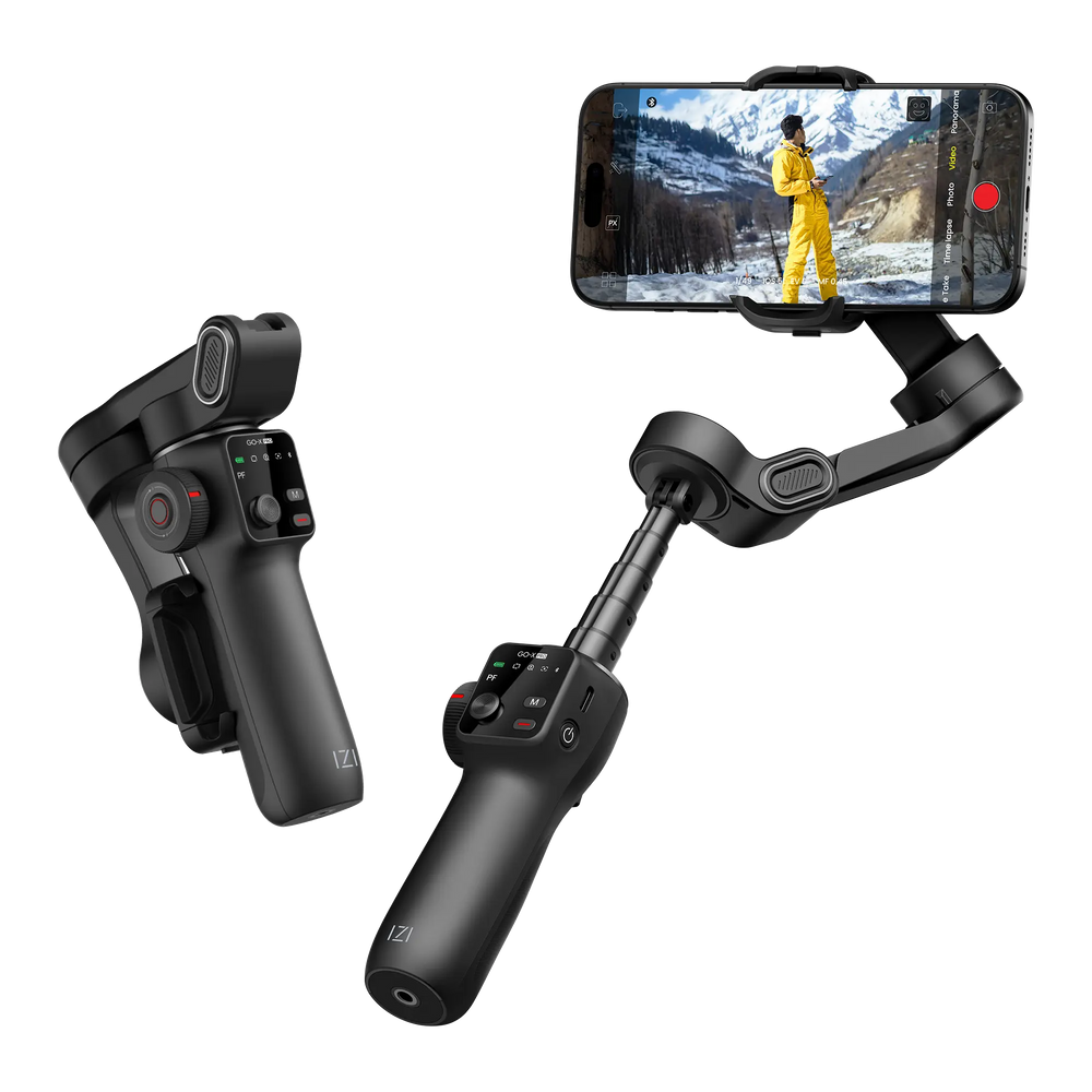 IZI GO-X PRO Foldable 3-Axis Smartphone Gimbal with Extendable Telescopic Rod, Pro Modes, AI Face Tracking & 10H Battery Life