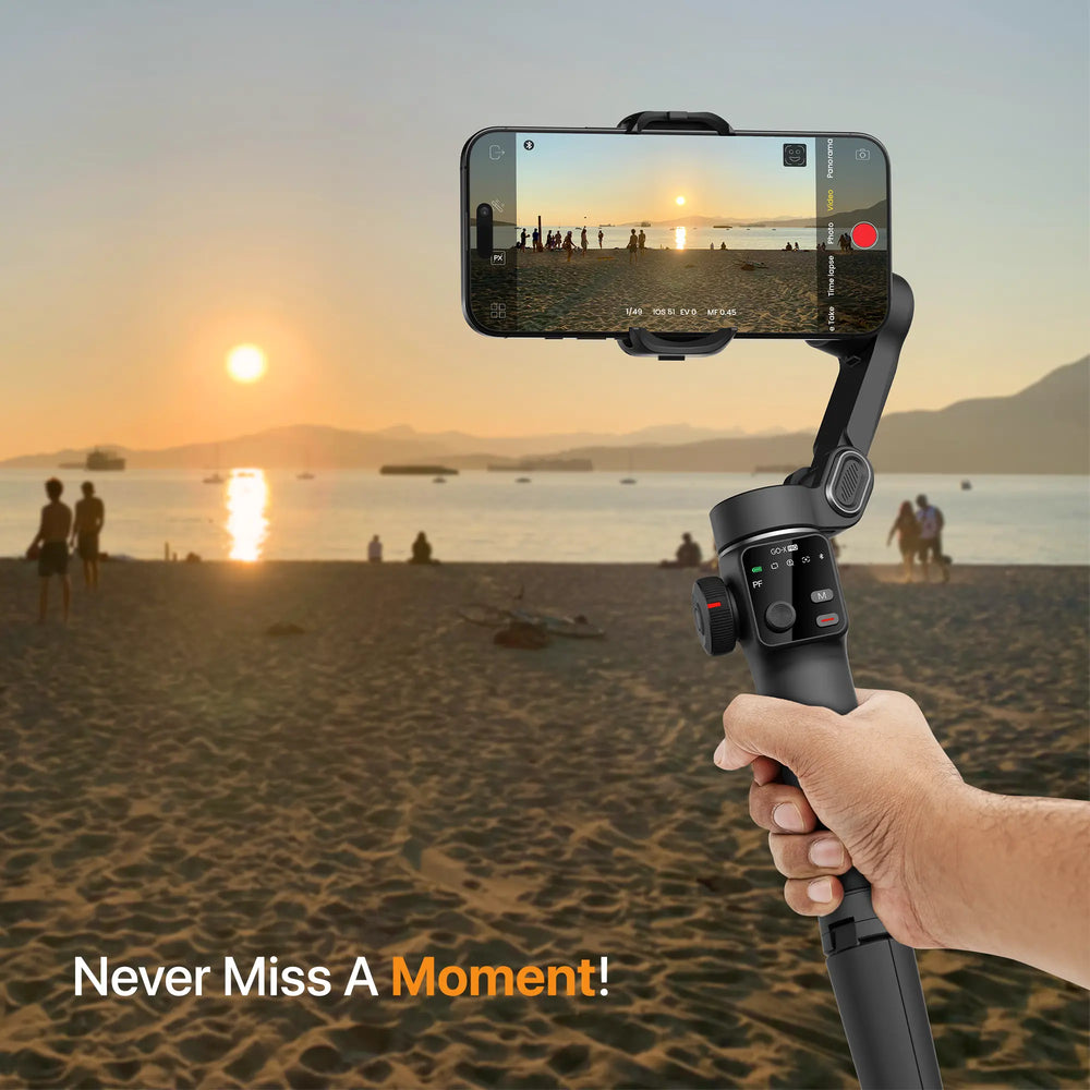 IZI GO-X PRO Foldable 3-Axis Smartphone Gimbal with Extendable Telescopic Rod, Pro Modes, AI Face Tracking & 10H Battery Life