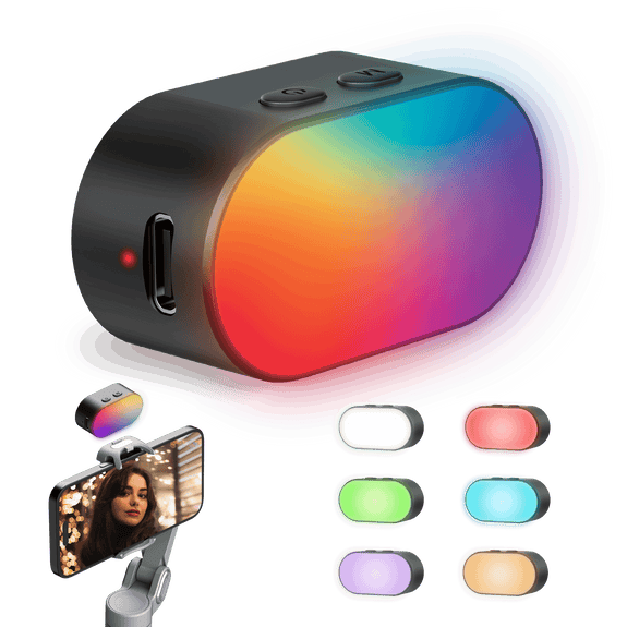 Exclusive IZI GO X RGB LED Magnetic Fill Light, 16 Multi-Color Modes, Selfie Support, Vlog, Photoshoot, Video, 2 Hrs Runtime, Rechargable