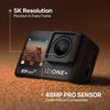IZI ONE Plus 5K UHD Action Camera With Accesories Kit, 48 MP, 6-Axis Stabilization, 110ft Waterproof, 2x Batteries, Fast Charging