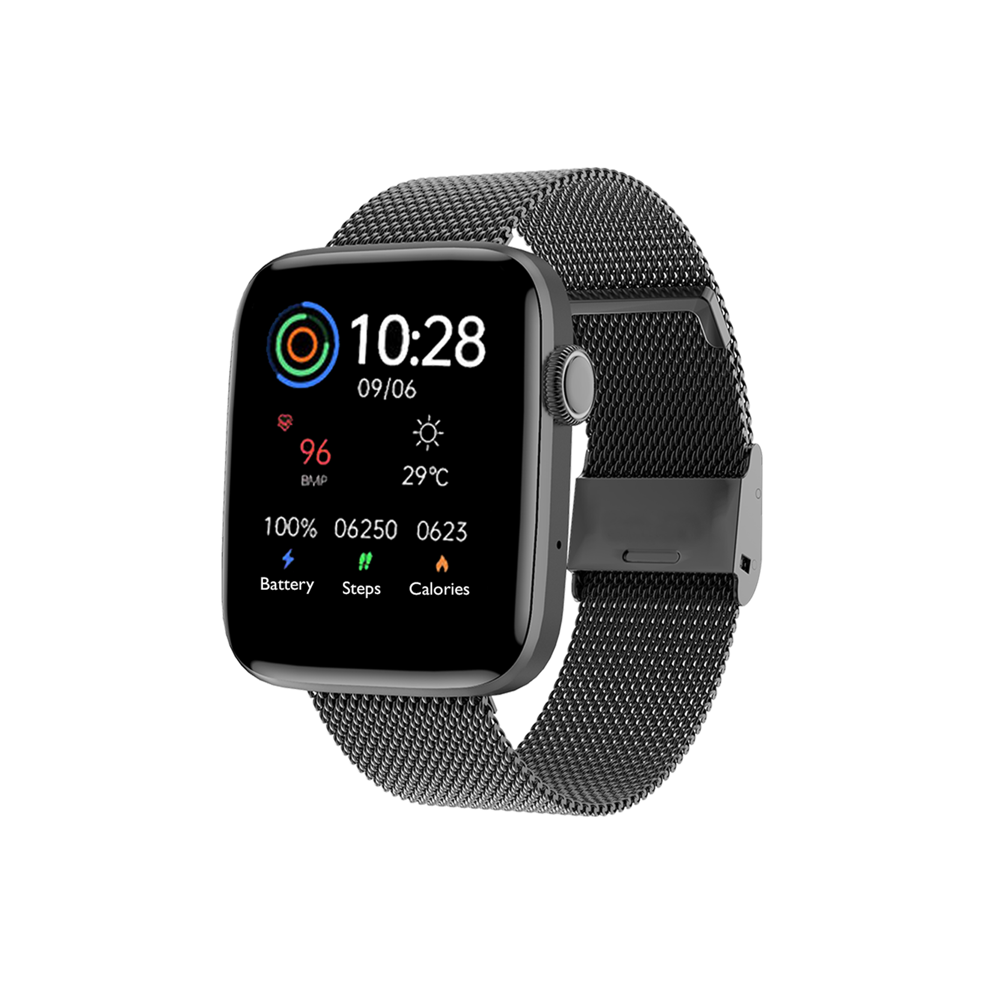 IZI Smart Calling Fitness Smartwatch | Ultra 3D Full Touch HD | Health Suite and Sports Tracking Mode | AI Voice Assistant | 200+ Watch Faces (Square + Grey Metal)