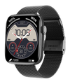 IZI Smart Calling Fitness Smartwatch | Ultra 3D Full Touch HD | Health Suite and Sports Tracking Mode | AI Voice Assistant | 200+ Watch Faces (Square + Black Metal)